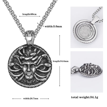 New Greek Myth Snake Head Men's Titanium Steel Necklace