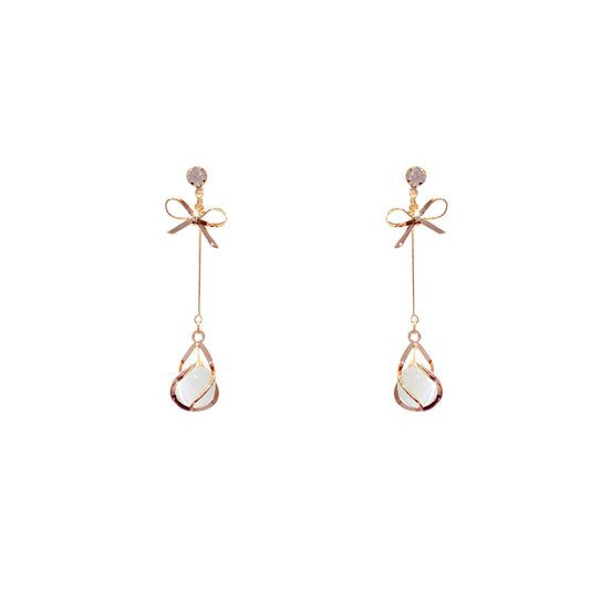 Bow Fringe Catopal Long Earrings