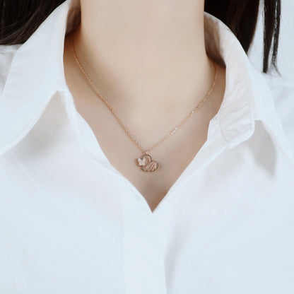 Titanium Steel Butterfly Love Rose Gold Necklace