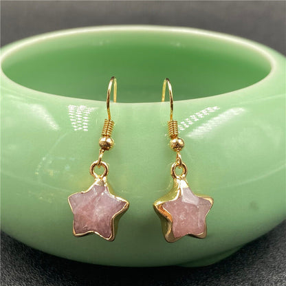 Olivenorma Natural Crystal Stone Earrings