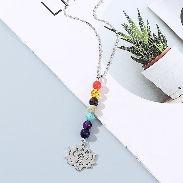 Chakra Lotus Flower Gemstone Necklace