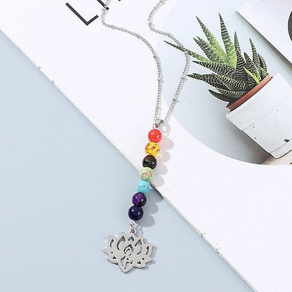 Chakra Lotus Flower Gemstone Necklace