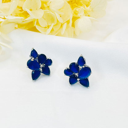 Irregular Drop-Shaped Blue Zircon Earrings