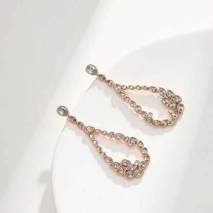 French Retro Hollow Water Drop Hoop Earrings