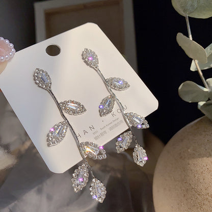 Super Fairy Crystal Long Tassel Earrings with Diamonds