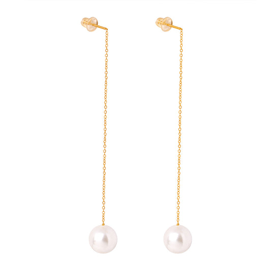 Light Luxury All-in-one High-grade Titanium Steel Pearl Earrings