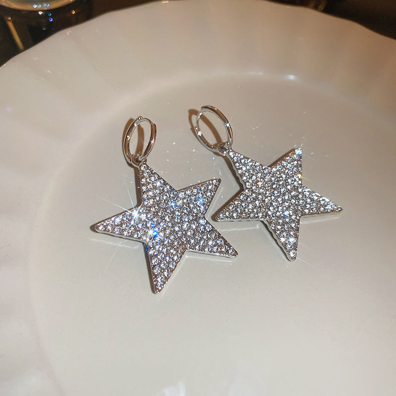 Luxury Full Stones Bow Drip & Star Shape Drop Earrings