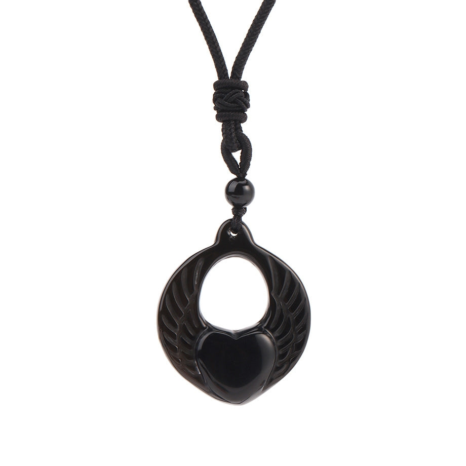 Carved Stone Feather Necklace