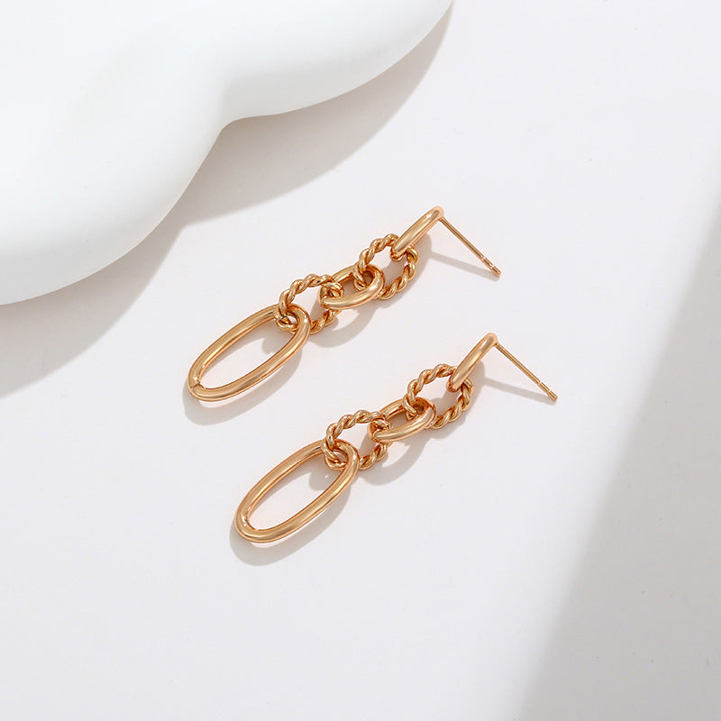 Long Twist Oval Earrings