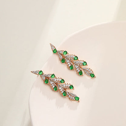 Retro Light Luxury Leaf-shaped Tassel Earrings