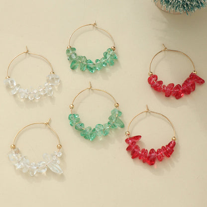 Christmas Earrings Snowman Christmas Tree Bells Creative Gravel Earrings