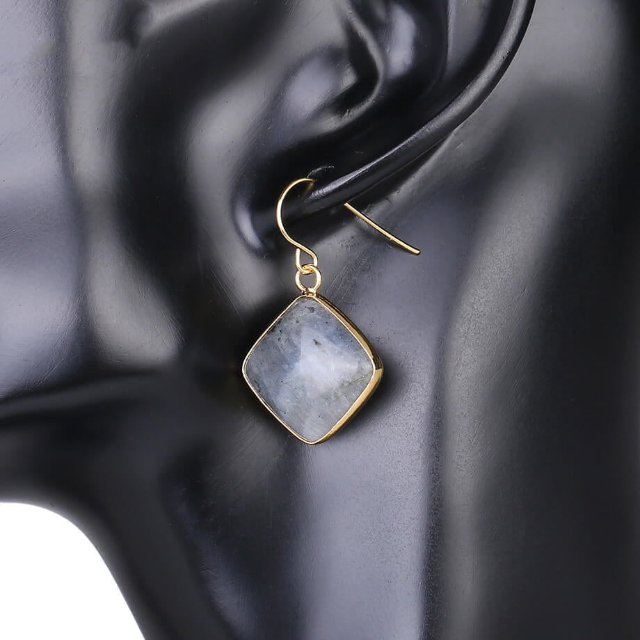 Stone Amethyst Geometric Earrings