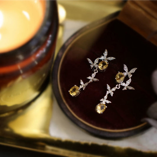 Lucky Butterfly Citrine Stud Earrings