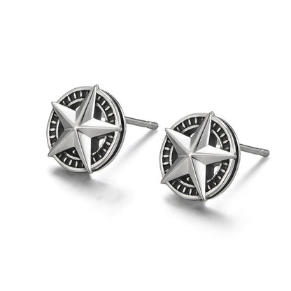 Sterling Silver Pentagram Stud Earrings
