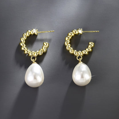 Twist Drop-shaped Imitation Pearl Earrings