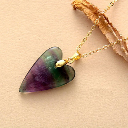 Healing Crystal Heart Pendant Necklace