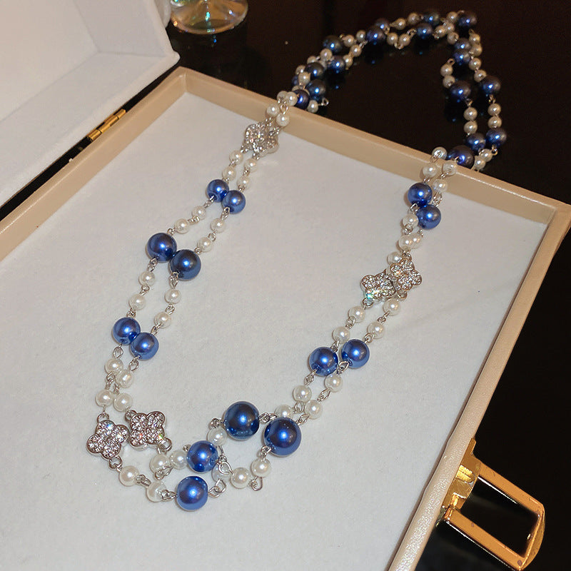 Chroma Zircon Pearl Crystal Long Necklace