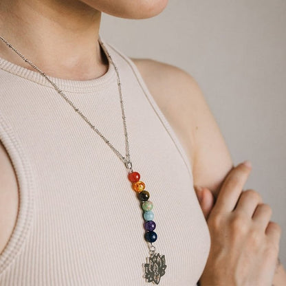 Chakra Lotus Flower Gemstone Necklace
