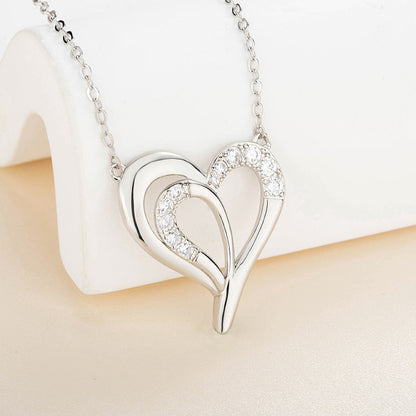 Heart-shaped Diamond Set Simple Hollow Love Necklace