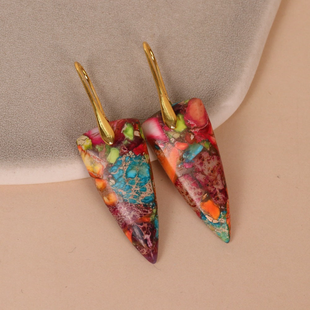 Diamond Shaped Simple Flower Color Earrings