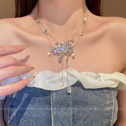 Flowers Double Water Drop Zircon Necklace