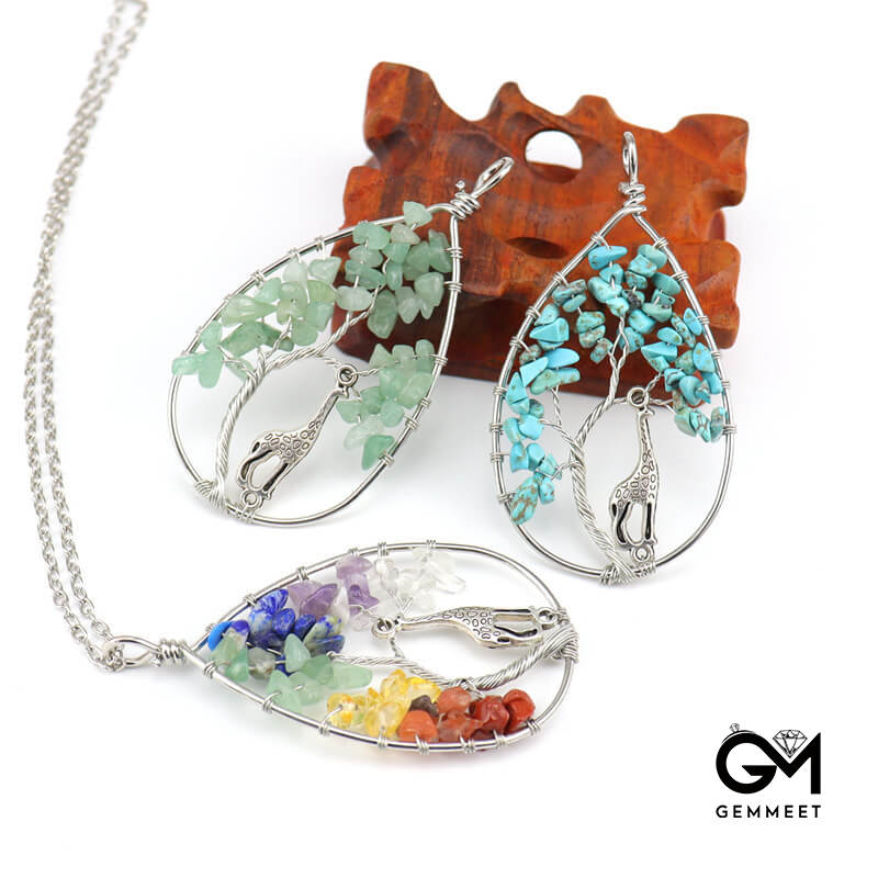 Copper Wire Wrapped Crystal Giraffe Necklace