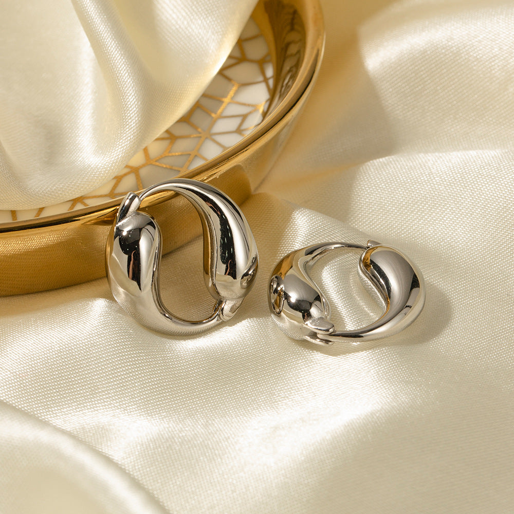 Steel Color Stainless Steel O-shaped Earrings