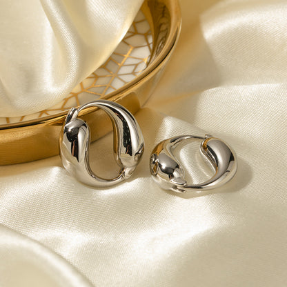 Steel Color Stainless Steel O-shaped Earrings