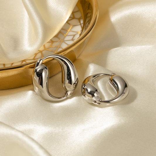 Steel Color Stainless Steel O-shaped Earrings