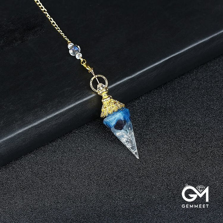 Crystal Resin Hexagonal Pyramid Pendulum