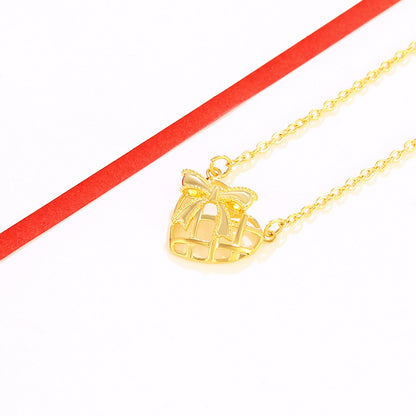 Gold Bow Hollow Heart Alloy Necklace
