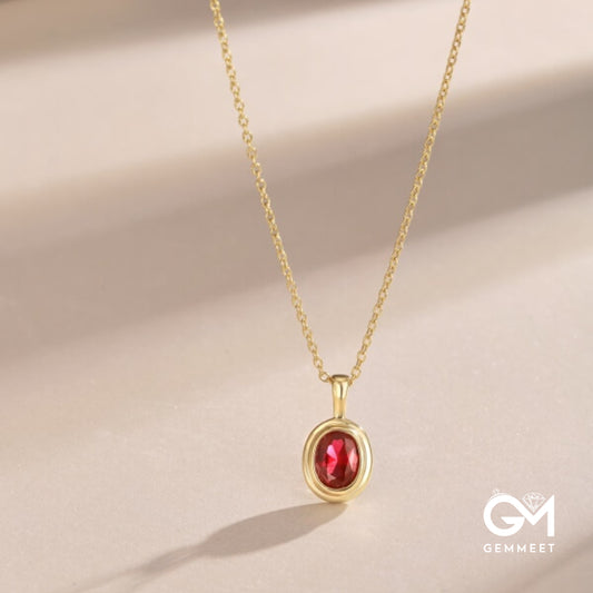 S925 Sterling Silver Red Zircon Necklace