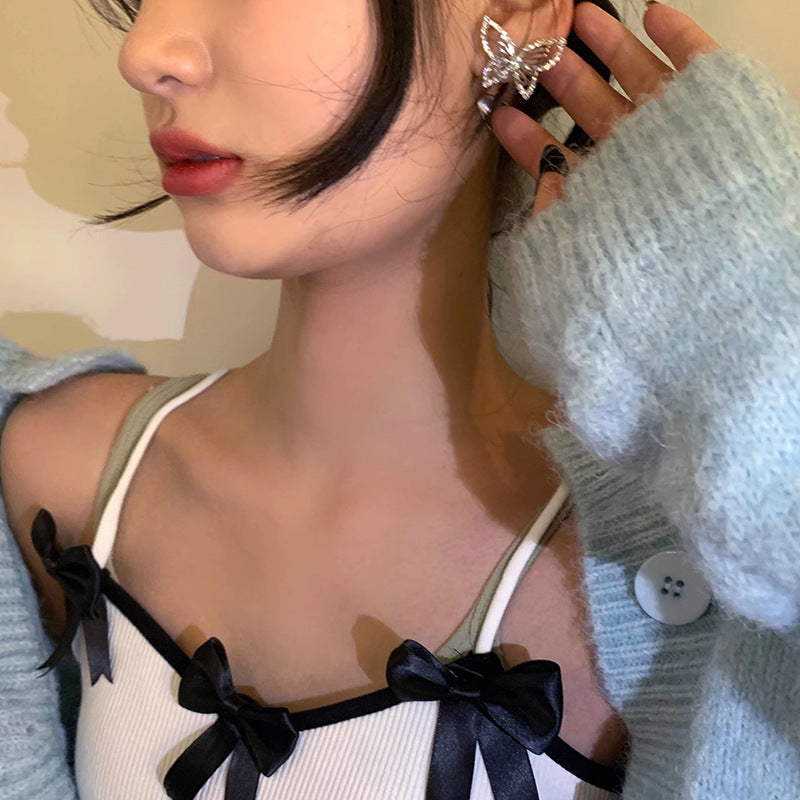 Sparkle Hollow Zircon Butterfly Earrings