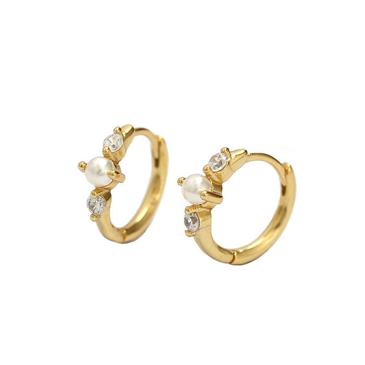 S925 Silver Pearl Circle Temperament Earrings