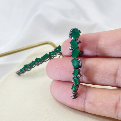 Irregular Oval Shape Green Zircon Earrings