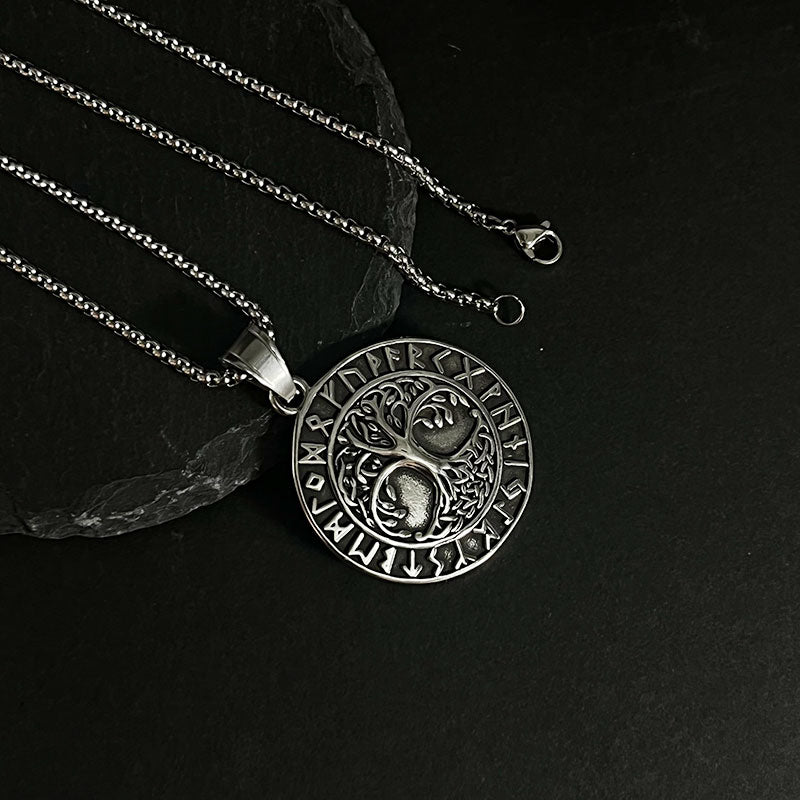 Retro Viking Rune Tree Of Life Pendant Necklace