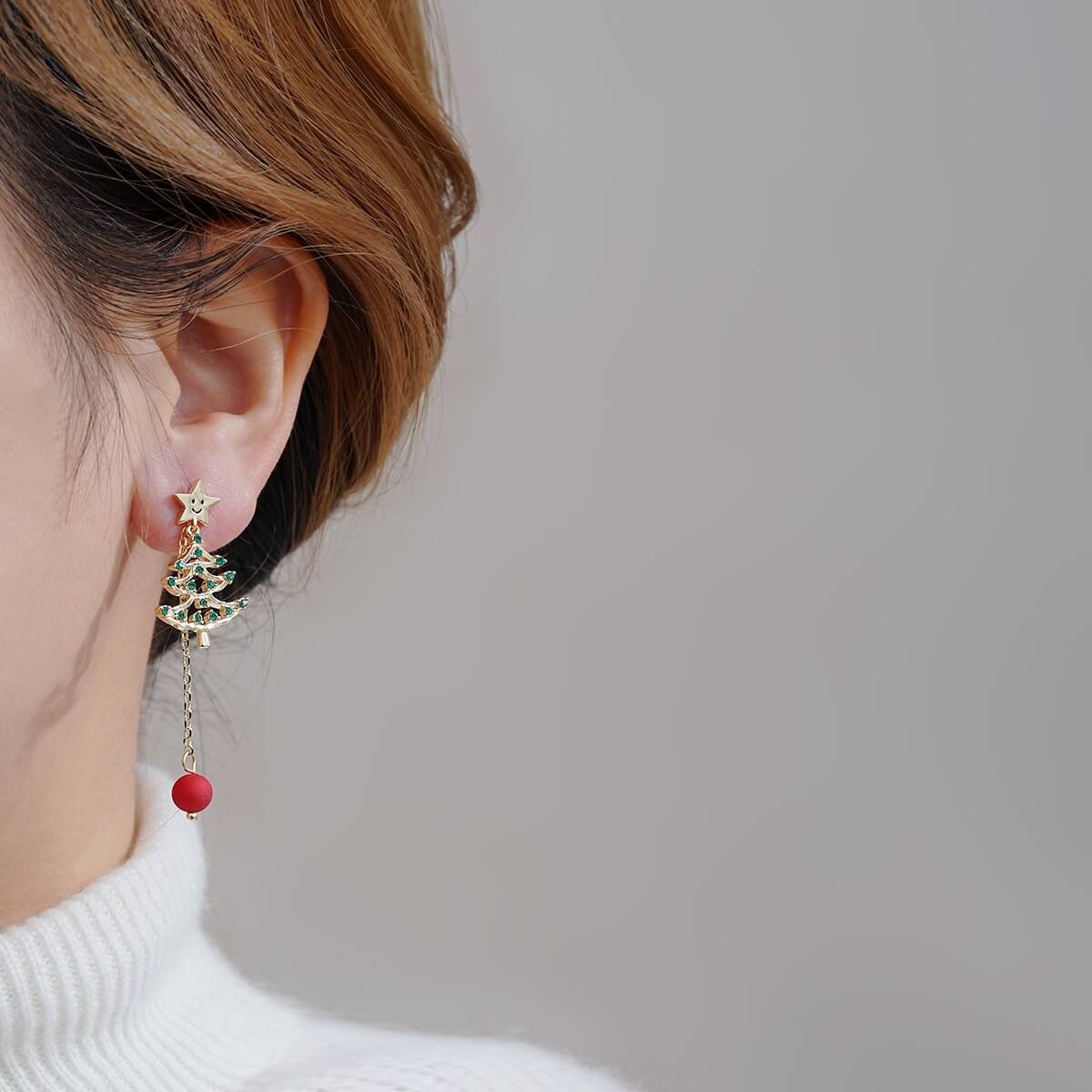 Christmas Earrings Niche Green Christmas Tree Stud Earrings