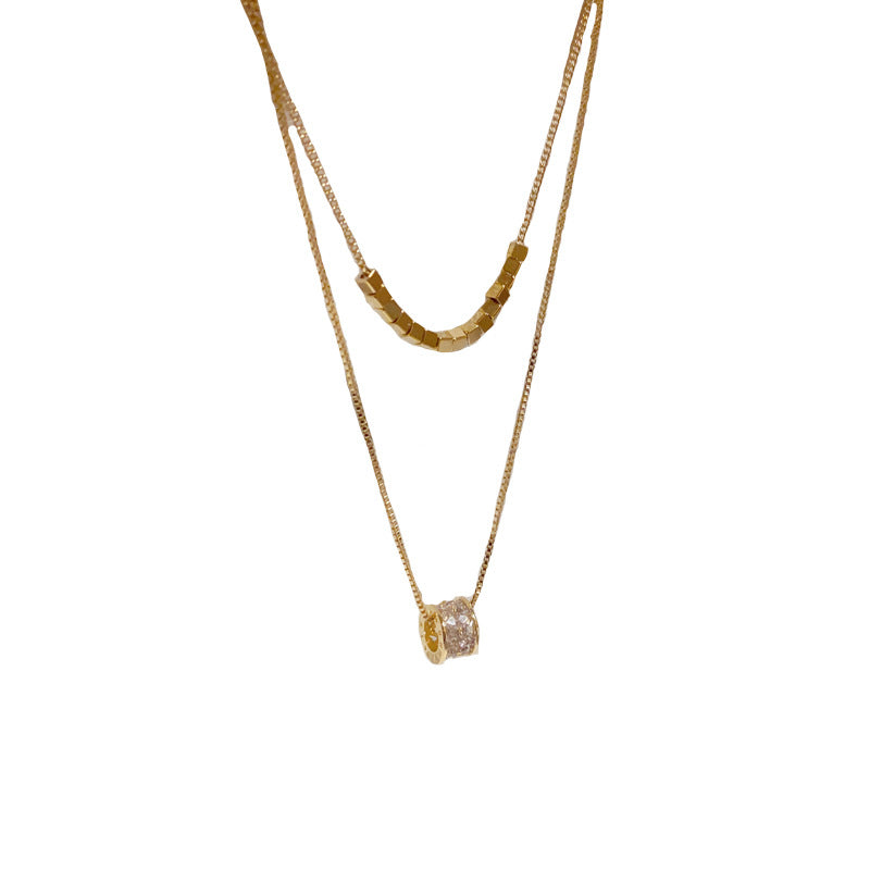 Stylish Double Layer Wear Small Waist Gold-plated Copper Necklace