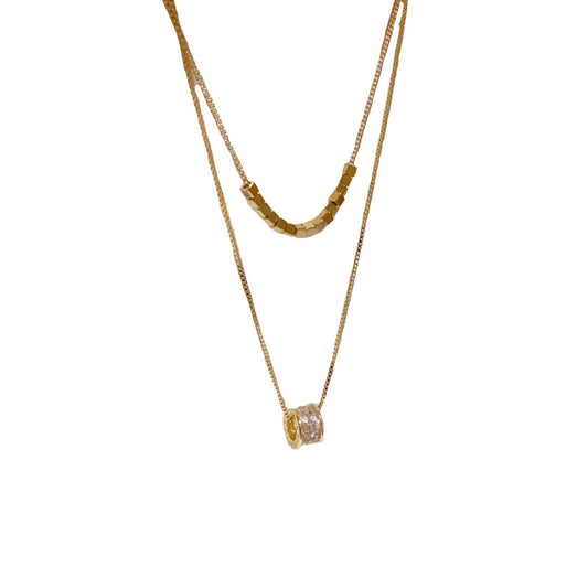 Stylish Double Layer Wear Small Waist Gold-plated Copper Necklace