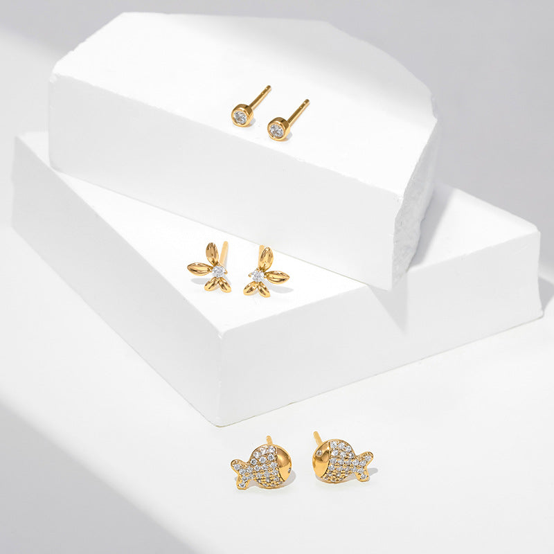 Three Pairs of Retro Style Small Fresh Earrings