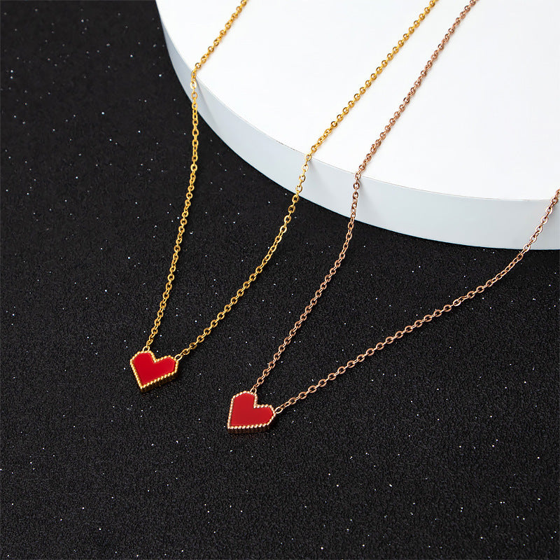 French Vintage Senior Sense with Love Titanium Steel Collar Bone Necklace