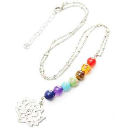 Chakra Lotus Flower Gemstone Necklace