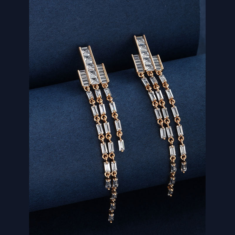 Luxurious Earrings Full of Zircon Three-layer Fringe
