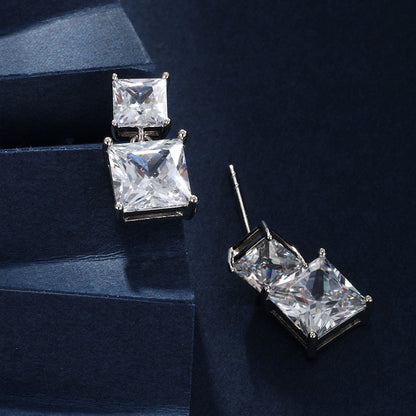 Elegant Square Zircon Geometric Fashion Earrings
