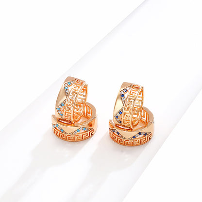 K-plated Gold-plated Zircon Pattern Earrings