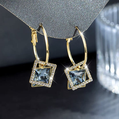 Stylish Square High Touch 925 Silver Needle Earrings