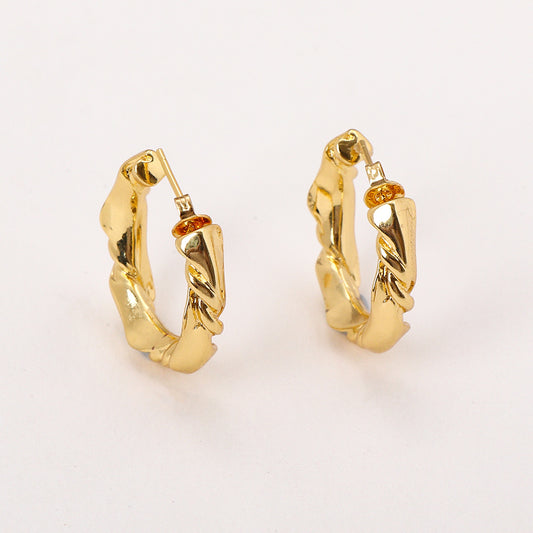 Fashion Geometric Twisted Gold Plated Earrings for Women