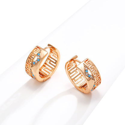 K-plated Gold-plated Zircon Pattern Earrings