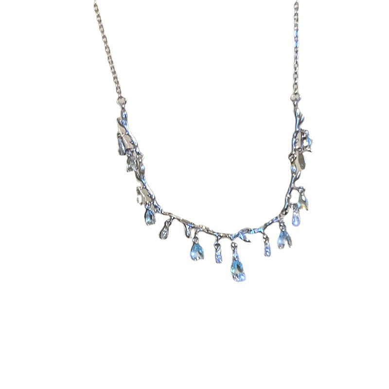 Diamond-studded Water Drop Twig Fashion Necklace