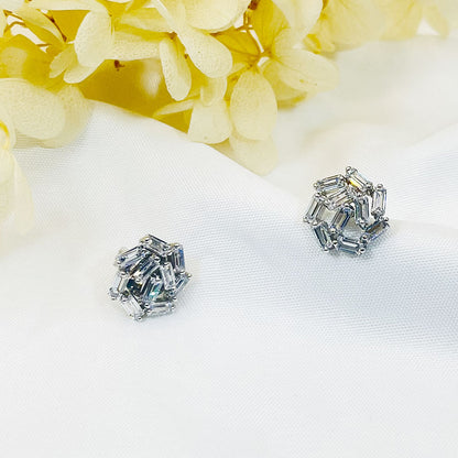 Square Snowflake White Zircon Earrings